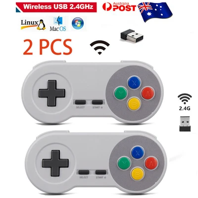 $22.94 • Buy 2PCS For SNES NES Game Windows MAC Linux Raspberry Pi3 Wireless Retro Controller