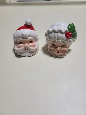 $16.95 • Buy Vintage  Christmas Santa & Mrs. Claus Head Salt And Pepper Shakers
