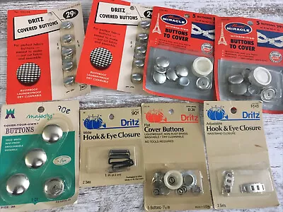 VINTAGE DRITZ Sewing Covered Buttons Closures Hooks Random Lot • $15