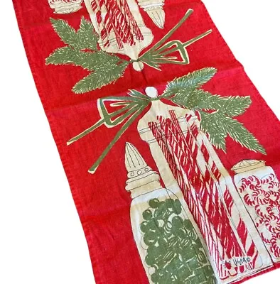 Vera Neumann Linen Kitchen Dish Tea Towel Red Christmas Holiday Vintage • $44.99