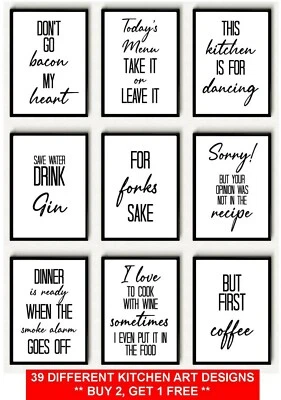 Kitchen Prints Wall Art Picture Minimalistic Funny Quote Print Poster Decor • £2.89