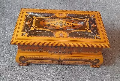 £45 • Buy Wooden Marquetry Reuge Vintage Musical Jewellery Box. Silk Interior, Dancer, Key