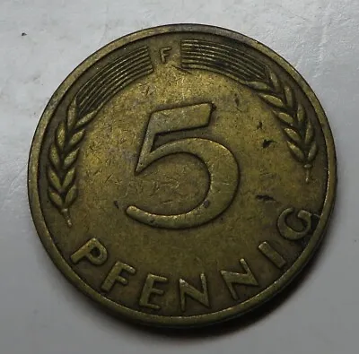 Germany-Federal Republic 5 Pfennig 1950F Brass Clad Steel KM#107 • $1.25