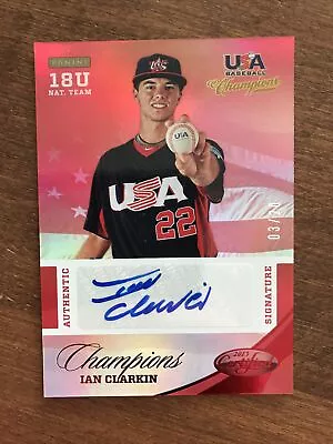 Ian Clarkin 2013 USA Baseball Champions Red Auto #29 New York Yankees 3/20 • $2.99