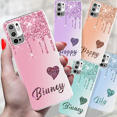 Glitter-Heart Personalised Name For Xiaomi Redmi Note 10 Pro Poco F3 Case Cover  • £5.15