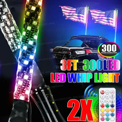 2pc 3ft Spiral LED Whip Light For UTV ATV Accessories RZR Can-Am Polaris Antenna • $86.66