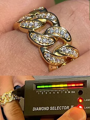 2ct MOISSANITE Miami Cuban Ring 14k Gold Plated Passes Tester Real Iced • $106.63