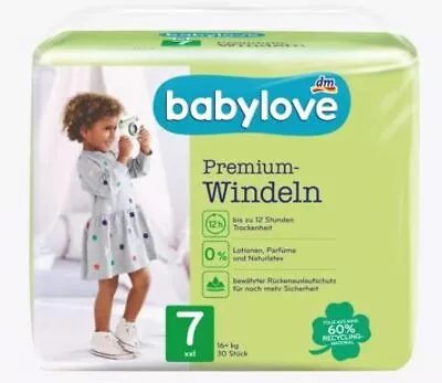 Babylove Diapers Premium Active Plus Size 7 XXL 16+kg 144pcs (6x24pcs) • £43.26
