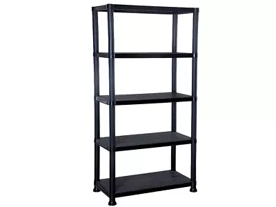 New 5 Tier Plastic Shelving Shelves Storage Unit Black Tools Garage Diy • £22.75