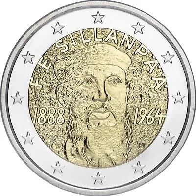 2013 Finland € 2 Euro Uncirculated UNC Coin  F.E. Sillanpää 125 Years  • $7.40