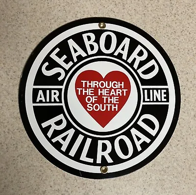 Original Round Metal  Sea Board  Railroad Railway Display Sign Man Cave Garage • $45