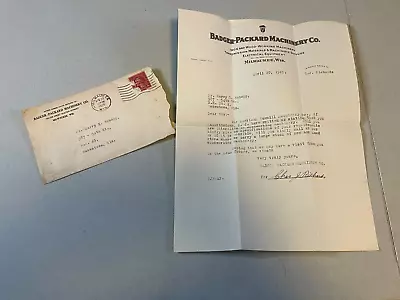 Vintage 1925 BADGER PACKARD MACHINERY CO. Correspondence Letter Envelope • $14.99