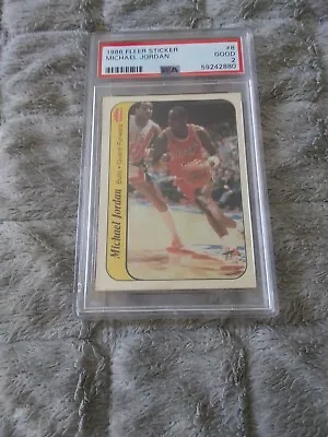 1986 Fleer Sticker #8 Michael Jordan Rc PSA 2 Good Rookie • $489.95