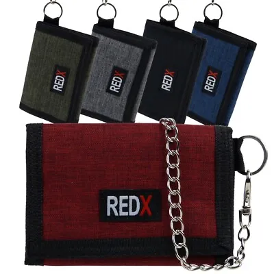 RED X Mens Boys Canvas Tri-Fold Chain Sports Wallet • £6.49