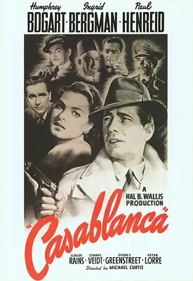 CASABLANCA MOVIE POSTER ~ FACES 27x40 Humphrey Bogart Ingrid Bergman Claude Rain • $8.99