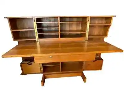 Rare Mid Century Danish Modern Teak Armoire Folding Desk 45  • $1480