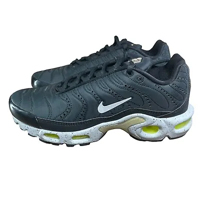 Nike Mens Air Max Plus Premium Black Silver Volt Green Sneakers 815994-003 SZ 5 • $88