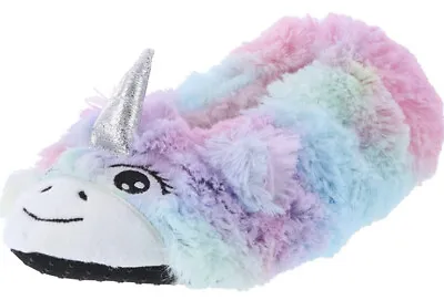 Women’s Size Large (8 / 9 / 10) Furry Fuzzy Babba Rainbow Unicorn Slippers NEW • $21.21