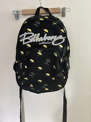 Billabong Black Yellow Umbrella Print Backpack School Bag Small To Medium Size • $15.95