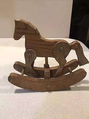 Handmade Folk Art Rocking Horse With Swinging Tail And Legs Vintage Toy • $22.95