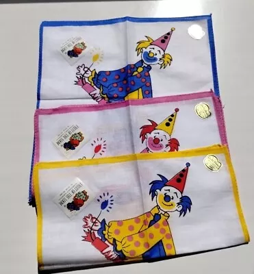 Vintage Lot Of NOS Children' S Clowns Hanky's Hankies Fruit Of The Loom W/ Tags! • $9.99