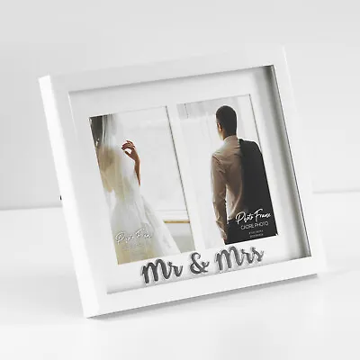 £15 • Buy White Mr & Mrs Double Photo Frame 4x6  Free-Standing Wall Mounted Wedding Gift
