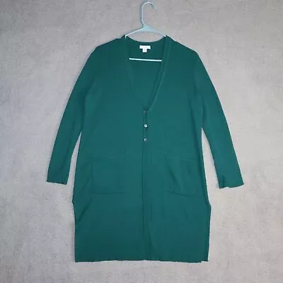 J. Jill Sweater Size Medium Green Button Long Cardigan Front Pockets • $18