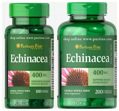 Echinacea Puritan's Pride Premium 400mg X 100/200/400/600 Immune System Support • £12.75