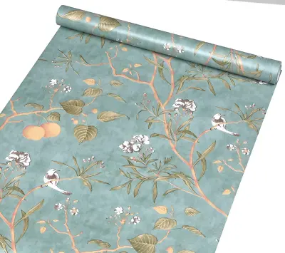 Vintage Botanical Birds Peel And Stick Wallpaper Vinyl 17.7X117 Inches • $19.99