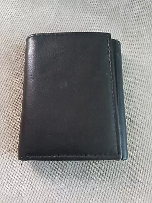 Men's Black Genuine Leather Trifold Wallet • $5
