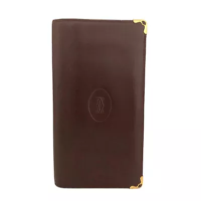 Must De Cartier Leather Bifold Long Wallet/9Y0610 • $1