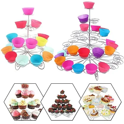 3 4 5 Tier Cupcake Stand Cake Holder Table Dessert Birthday Wedding Party Decor • £12.25