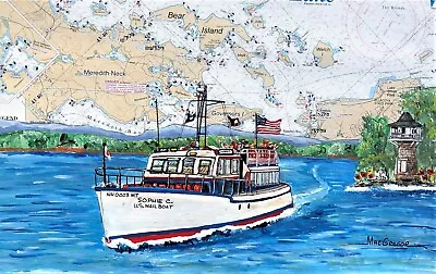 Lake Winnipesaukee Mail Boat Art Print Spindle Point Lighthouse NH Sophie C • $25