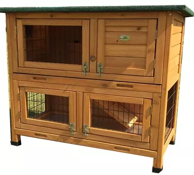 £119.97 • Buy Rabbit Hutch Guinea Pig Hutches Run Runs 2 Tier Double Decker Cage Roger Natural
