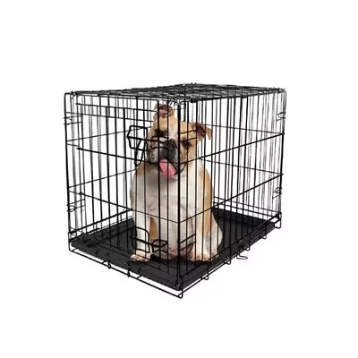 Single-Door Folding Dog Crate Metal Pet Cage W/ Divider 18''/22''/24 /30 /36  • $25.19