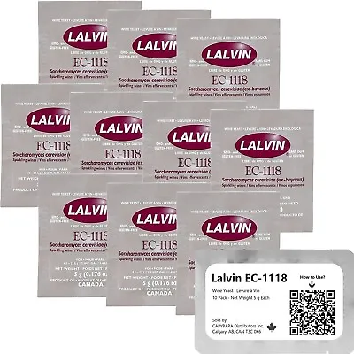 Lalvin EC-1118 Wine Yeast 10 Pack - Champagne Yeast - Make Wine Cider Mead At - • £12.65