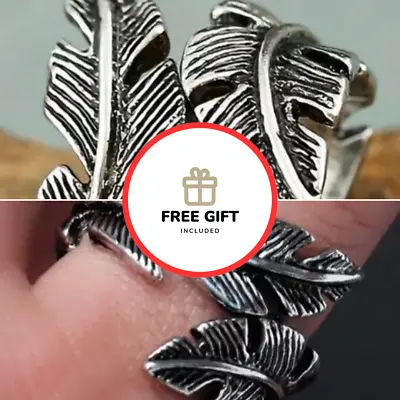 NEW Ladies Vintage Style Silver Retro Leaf Design Detailed Ring + FREE GIFT • £2.99