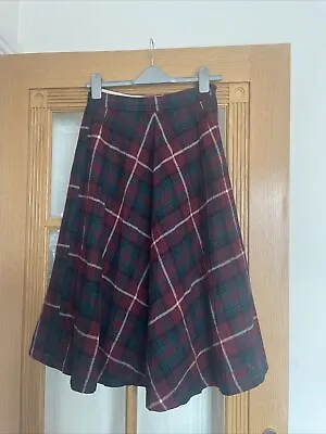 Macnab Tartan Scotland Maroon & Red Tartan Plaid Pleated Flare Skirt Waist 28 10 • £29.99