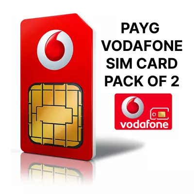 Vodafone SIM Card Pay As You Go Pack Of 2 Unlimited Calls UK PAYG Vodaphone • £0.99