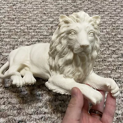 Signed Lion Statue Figurine Handcrafted In Italy White Carrara Bonded Marble • $32.99