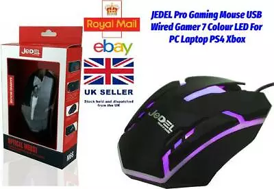 JEDEL Pro Gaming Mouse USB Wired Gamer 7 Colour LED For PC Laptop PS4 Xbox M66 • £5.99