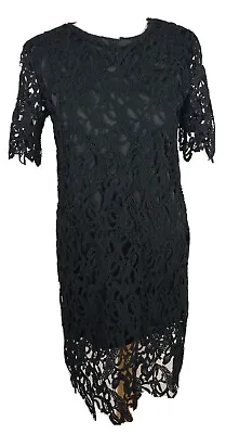 Sweewe Paris Ladies Black Lace Midi Dress Lined LBD Size S / M • £5.67