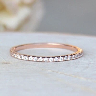 $5.89 • Buy 18k Rose Gold Gf Eternity Wedding Womens Anniversary  Solid Band Ring Zircon