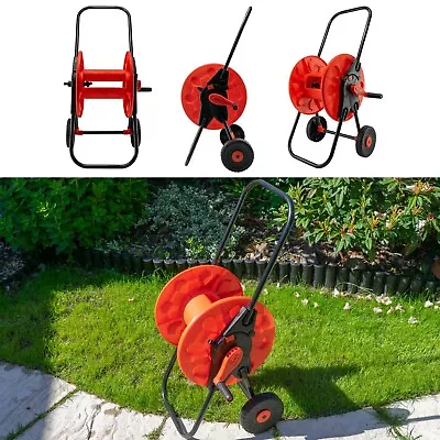 60m Portable Wheeled Garden Hose Reel Cart Storage Trolley Quick Connect To Hose • £24.99