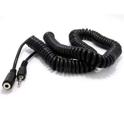 COILED 3.5mm Stereo Jack To Socket Headphone Extension Audio Cable Lead 2m-5m • £7.69