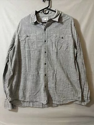 Converse One Star Mens Long Sleeve Button Up Shirt Gray Pen Stripe XL Cotton Top • $24.99