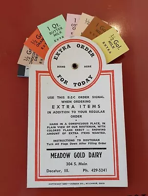 Dated 1950 Vintage MEADOW GOLD Dairy Milk Man Order Card Decatur IL  LQQK! • $8