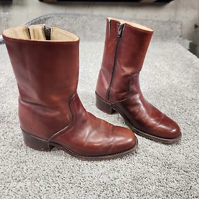 Vintage Frye Boots Mens 9D 2700 Oxblood Red Western Made In USA 80s Side Zip • $184.87