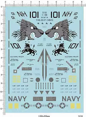 1/48 USAF VF-213 Black Lions F-14B F-14D Tomcat Fighter Model Decal 12*10cm 518 • $8.25