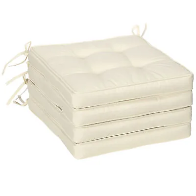 Outsunny 42 X 42cm Replacement Garden Seat Cushion Pad With Ties Cream • £33.99